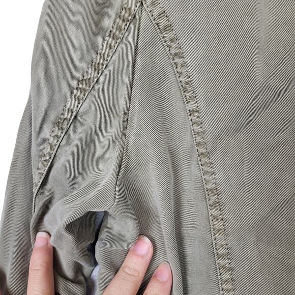 Lucky Brand Womens Military Style Shacket Sz Large Cinch Waist Roll Tabs Olive - Picture 10 of 14